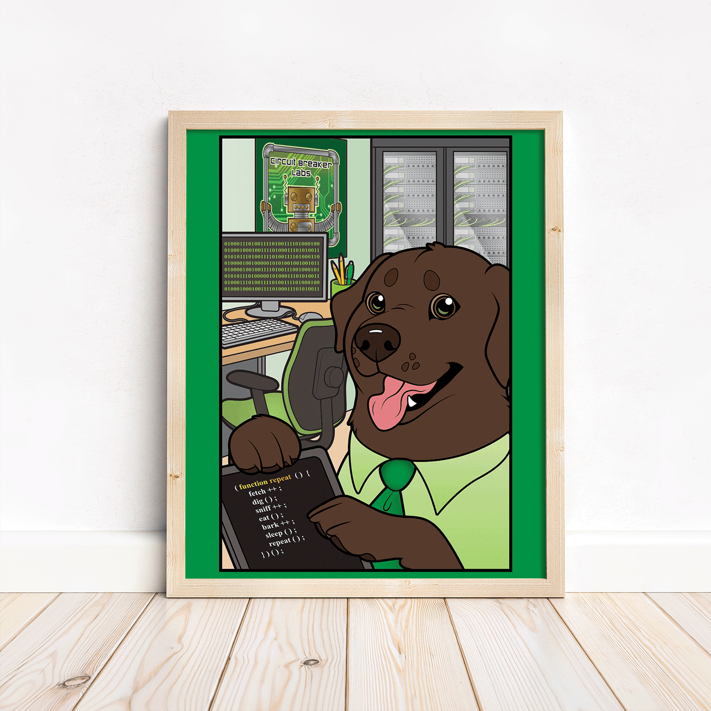 The STEM Dogs: Chocolate Lab Computer Science - Print 8x10
