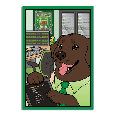 The STEM Dogs: Chocolate Lab Computer Science - Vinyl Sticker