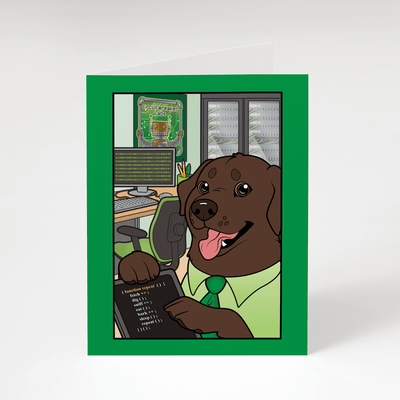 The STEM Dogs: Chocolate Lab Computer Science - Greeting Card