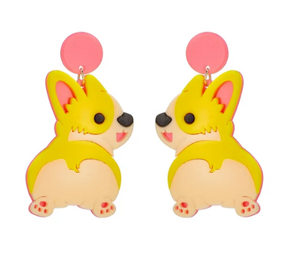 Corgi Butt Post Drop Earrings