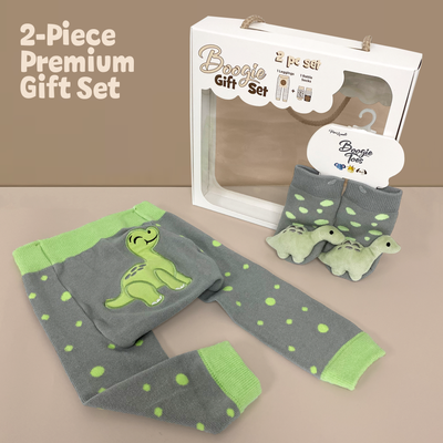 Green Dino 2-Pc Boogie Toes & Tight Baby Gift Set (6 M to 18 M)