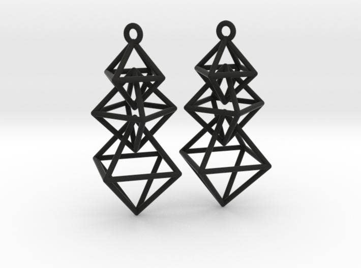 Black Octahedra Earrings