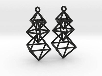 Black Octahedra Earrings