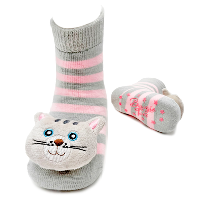 Gray Pink Cat 2-Pc Boogie Toes & Tight Baby Gift Set (6 M to 18 M)