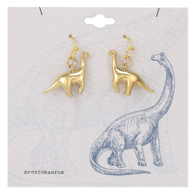 Prehistoric Times Gold Brontosaurus Earrings