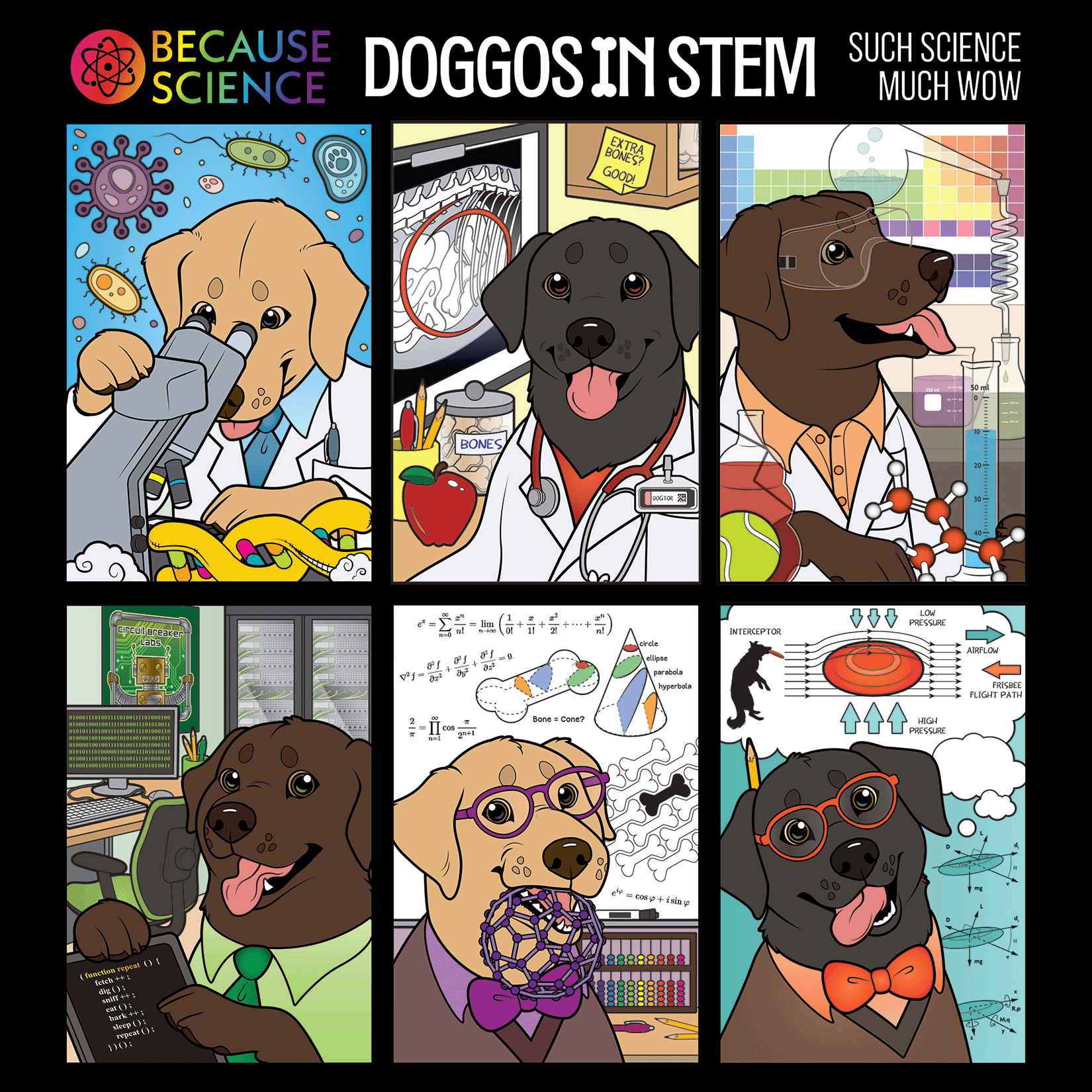 The STEM Dogs - 6x6 Vinyl Sticker Sheet – Because Science
