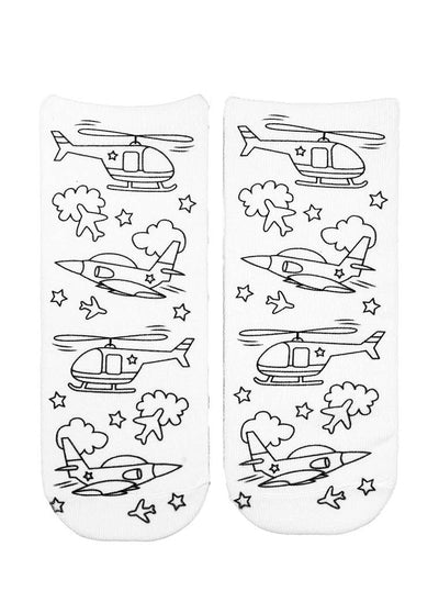 Airplanes & Helicopters DIY Coloring Socks