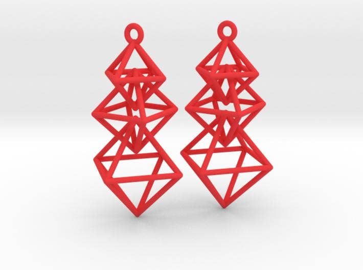 Red Octahedra Earrings