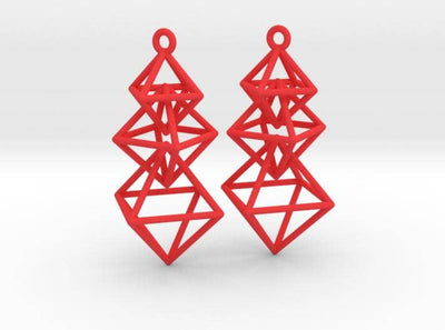 Red Octahedra Earrings