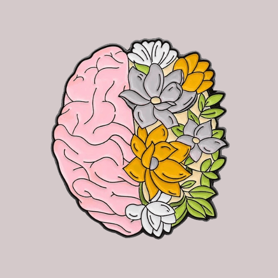 Floral Brain Enamel Pin