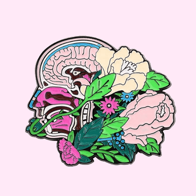 Floral Cross-Section Head Enamel Pin