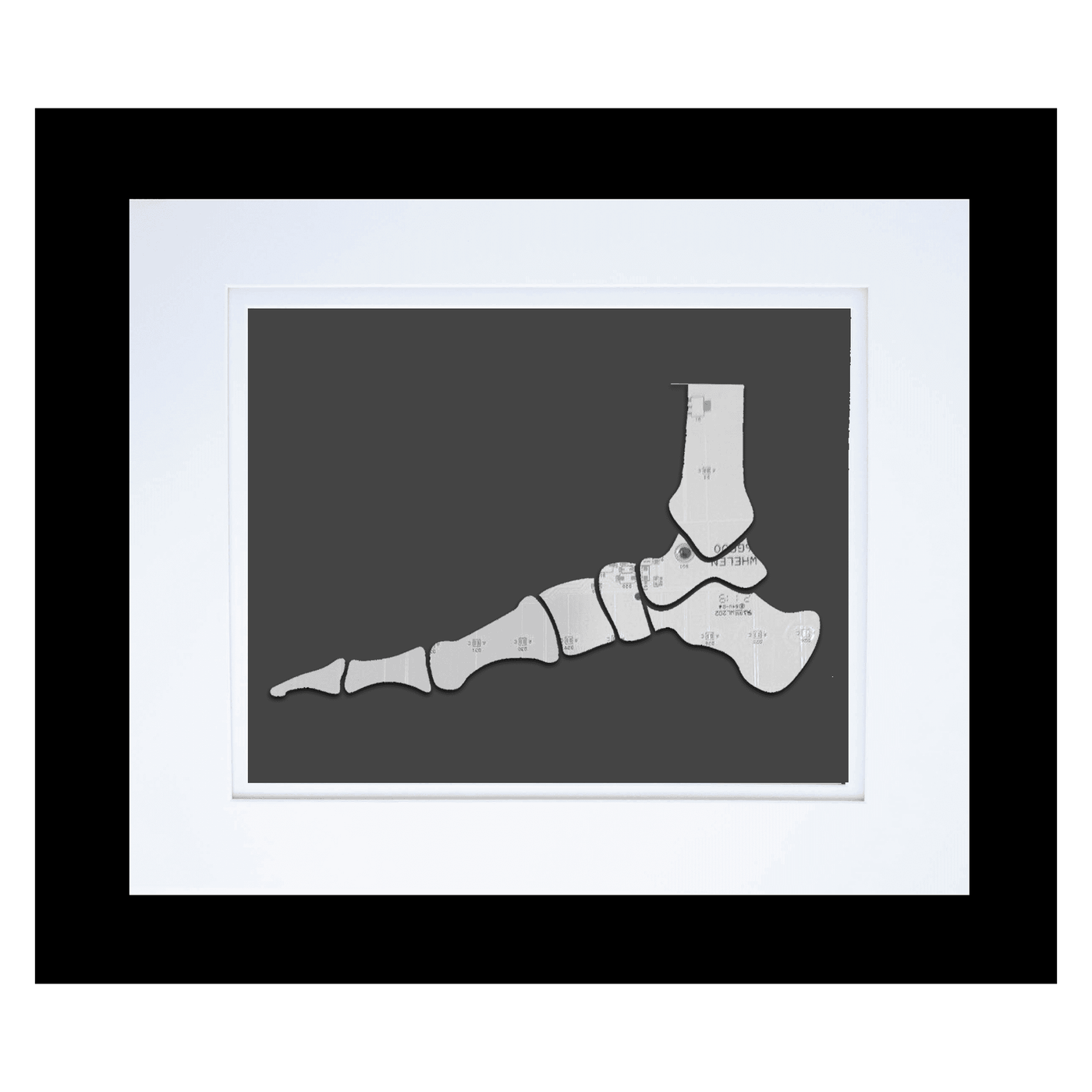 Foot Skeleton Circuit Board Art - 8x10