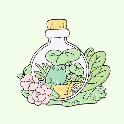 Frog in Terrarium Enamel Pin