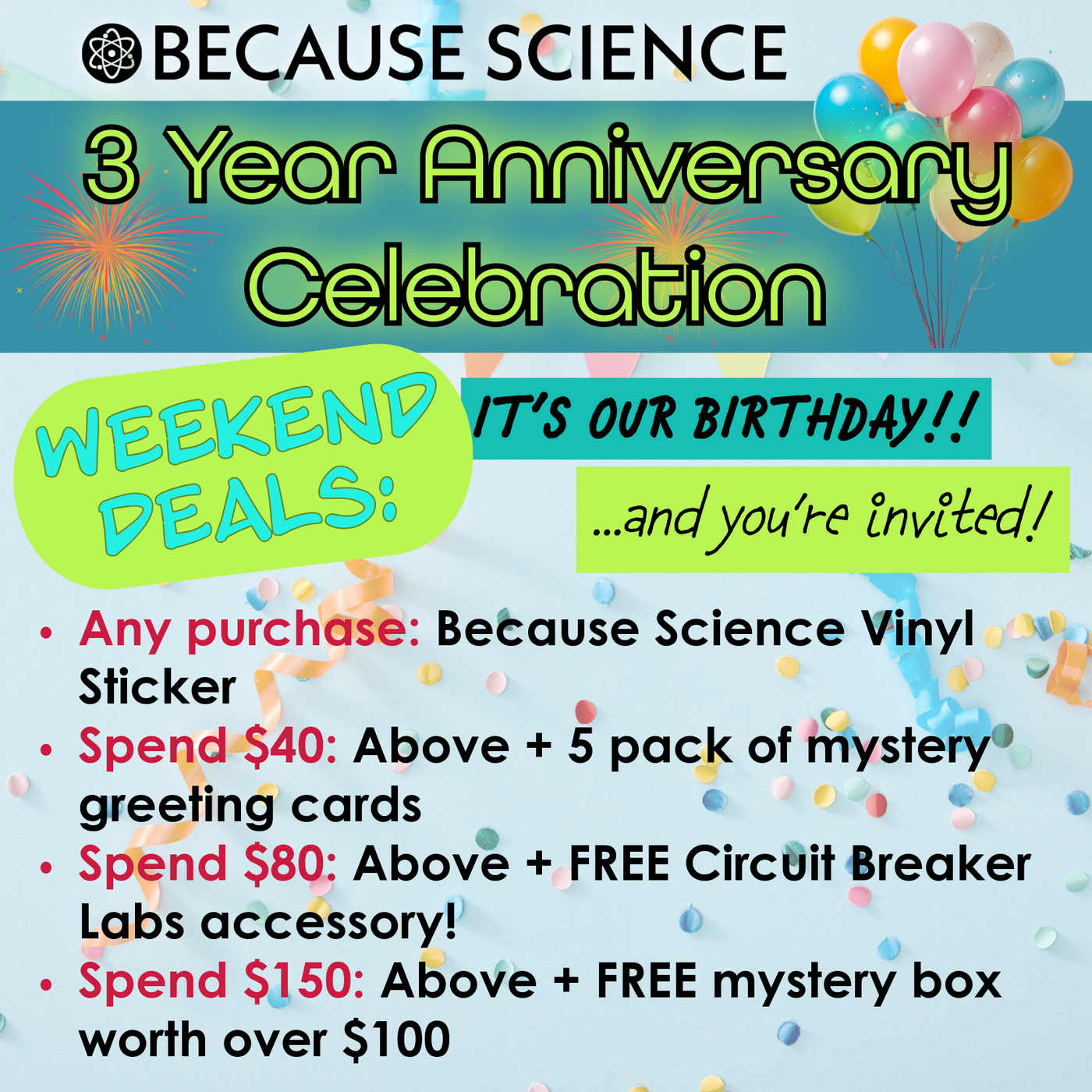 3 Year Anniversary Gifts for you! Add to Cart to Claim!