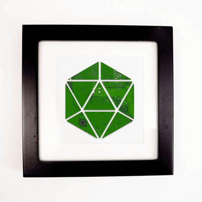 Icosahedron Circuit Board Art - Mini Square