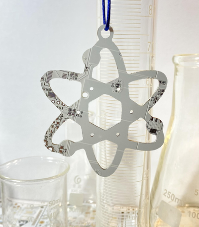 White Atom Circuit Board Ornament
