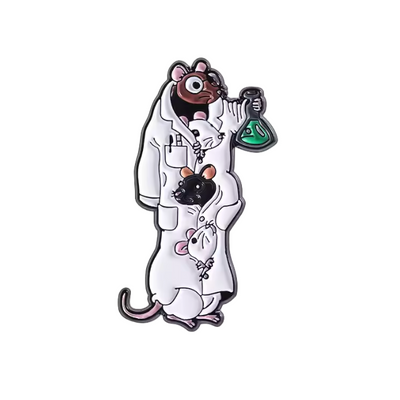 Four Rats in a Lab Coat Enamel Pin