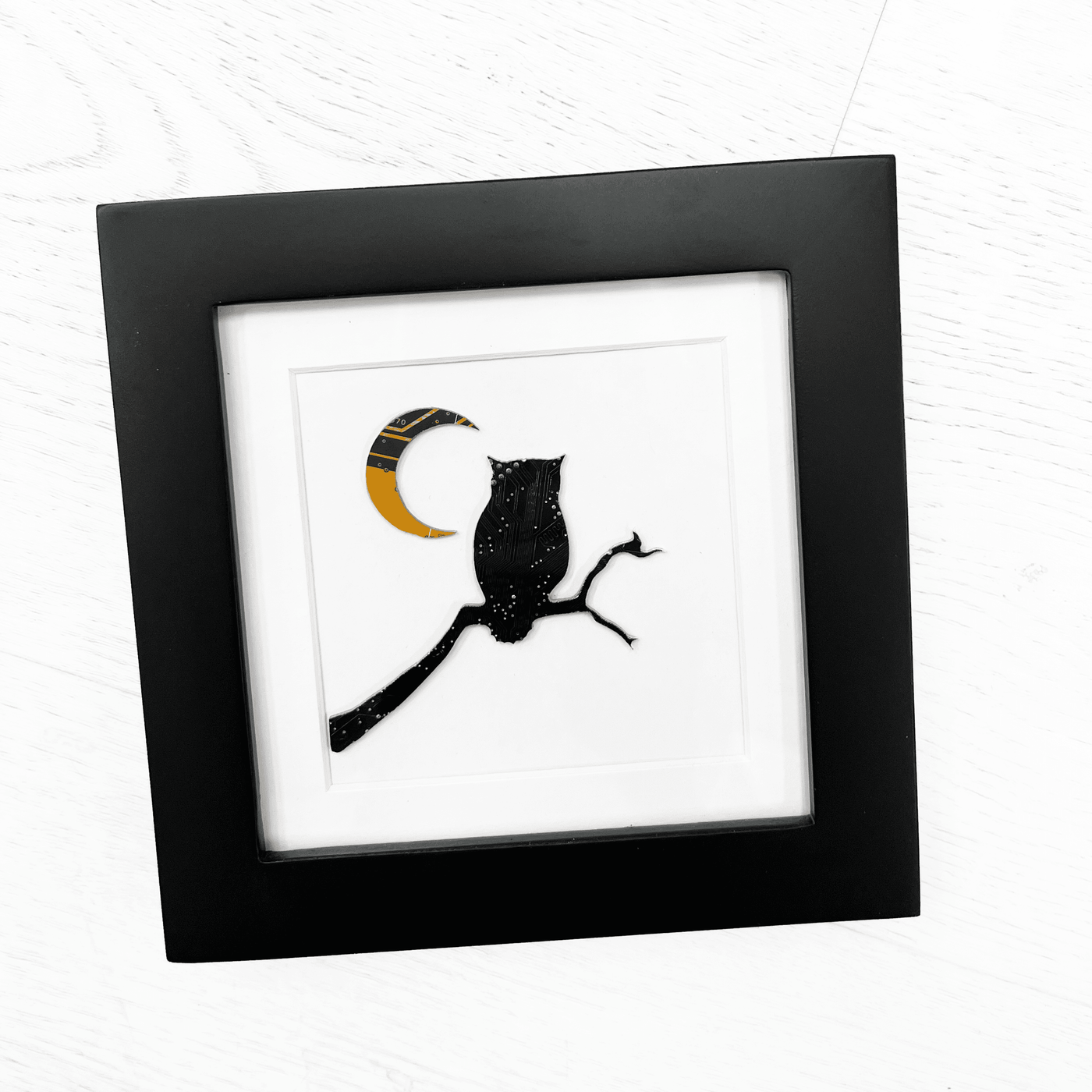 Spooky Owl Circuit Board Art - Mini Square