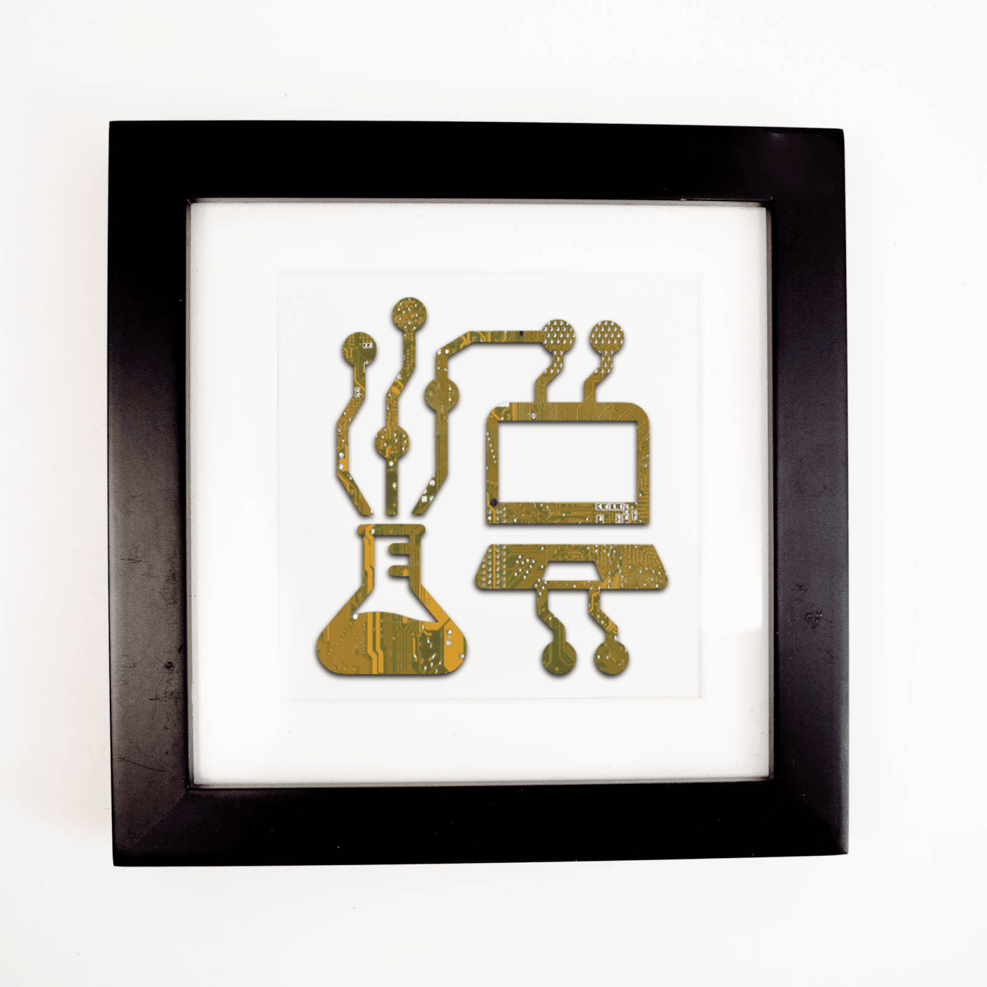 Data Science + Erlenmeyer Flask Circuit Board Art - Mini Square