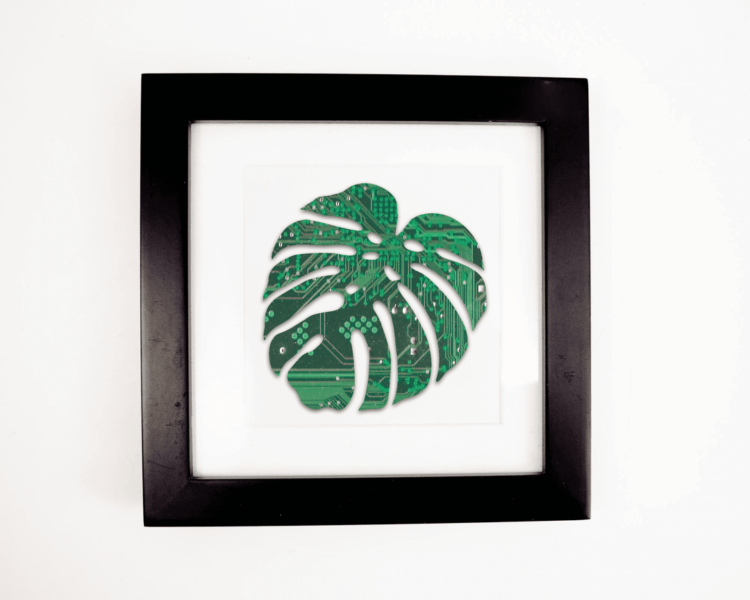 monstera picture frame Monstera Deliciosa Leaf Circuit Board Art