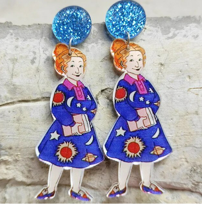 Miss Frizzle Space Post Drop Earrings