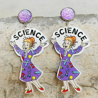 Miss Frizzle Science Post Drop Earrings