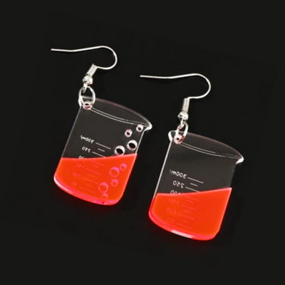 Hot Pink Beaker Dangle Earrings