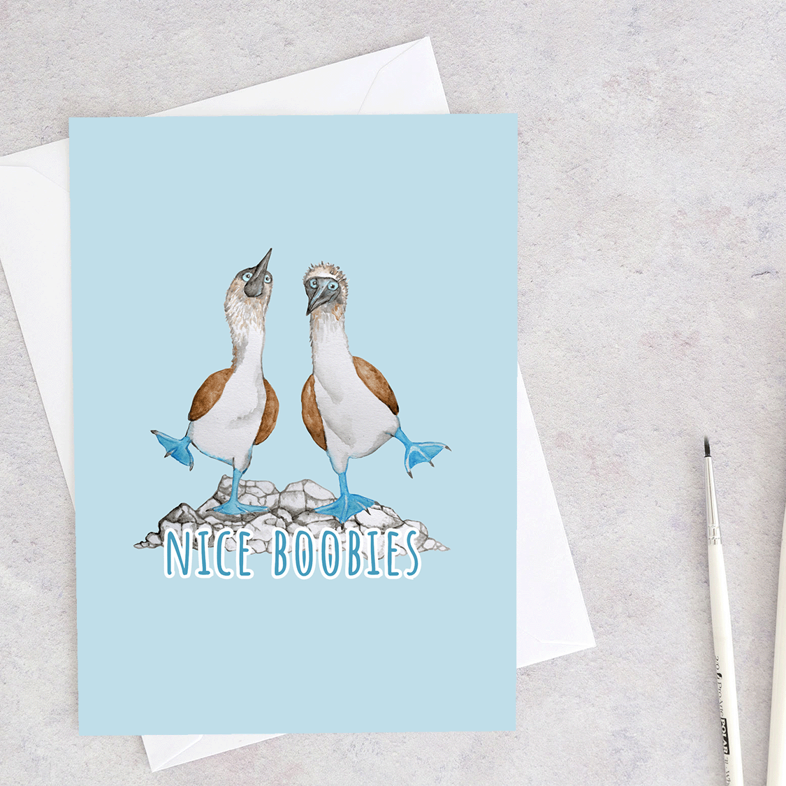 Nice Boobies (rude bird series) - Greeting Card