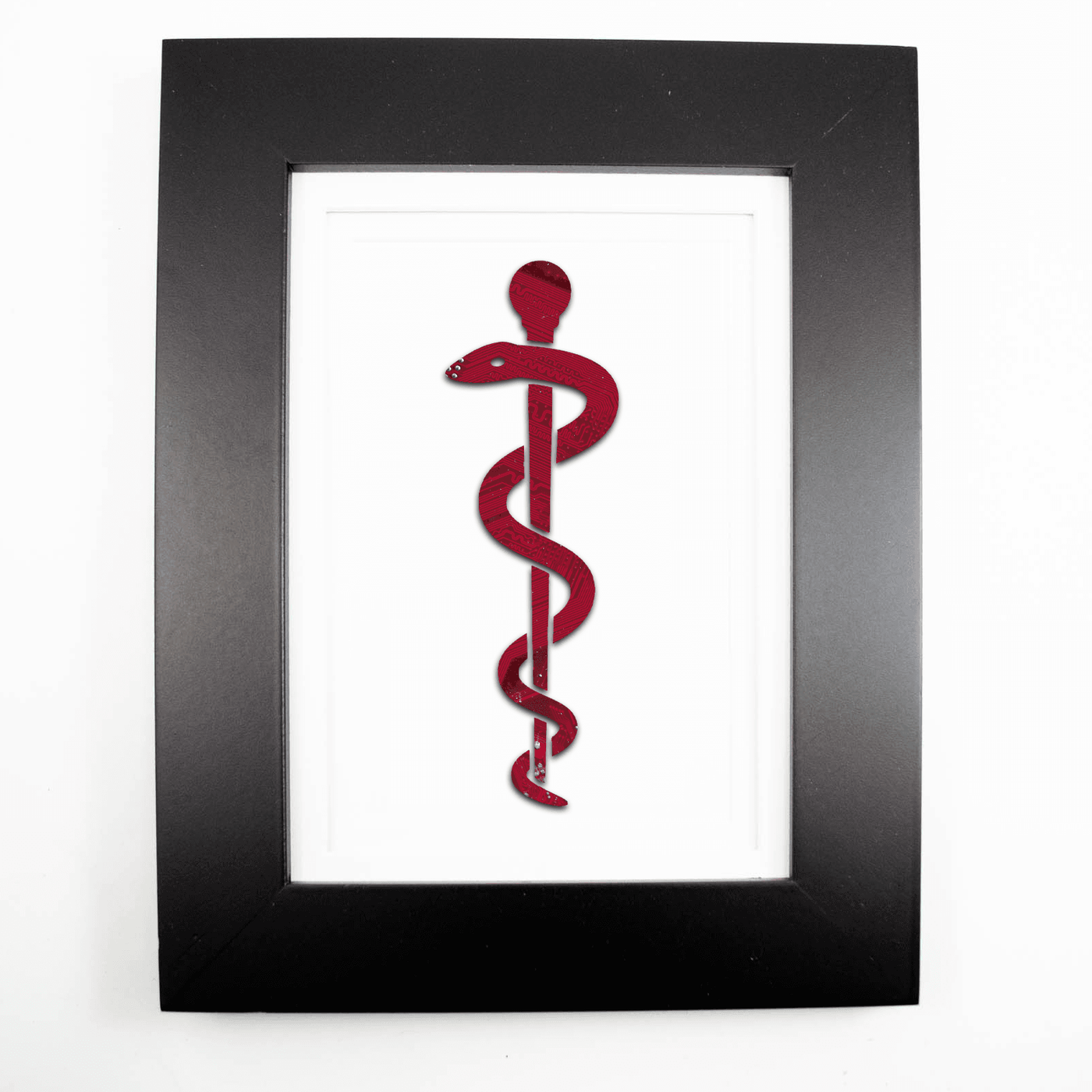 Rod of Asclepius Circuit Board Art - 5x7
