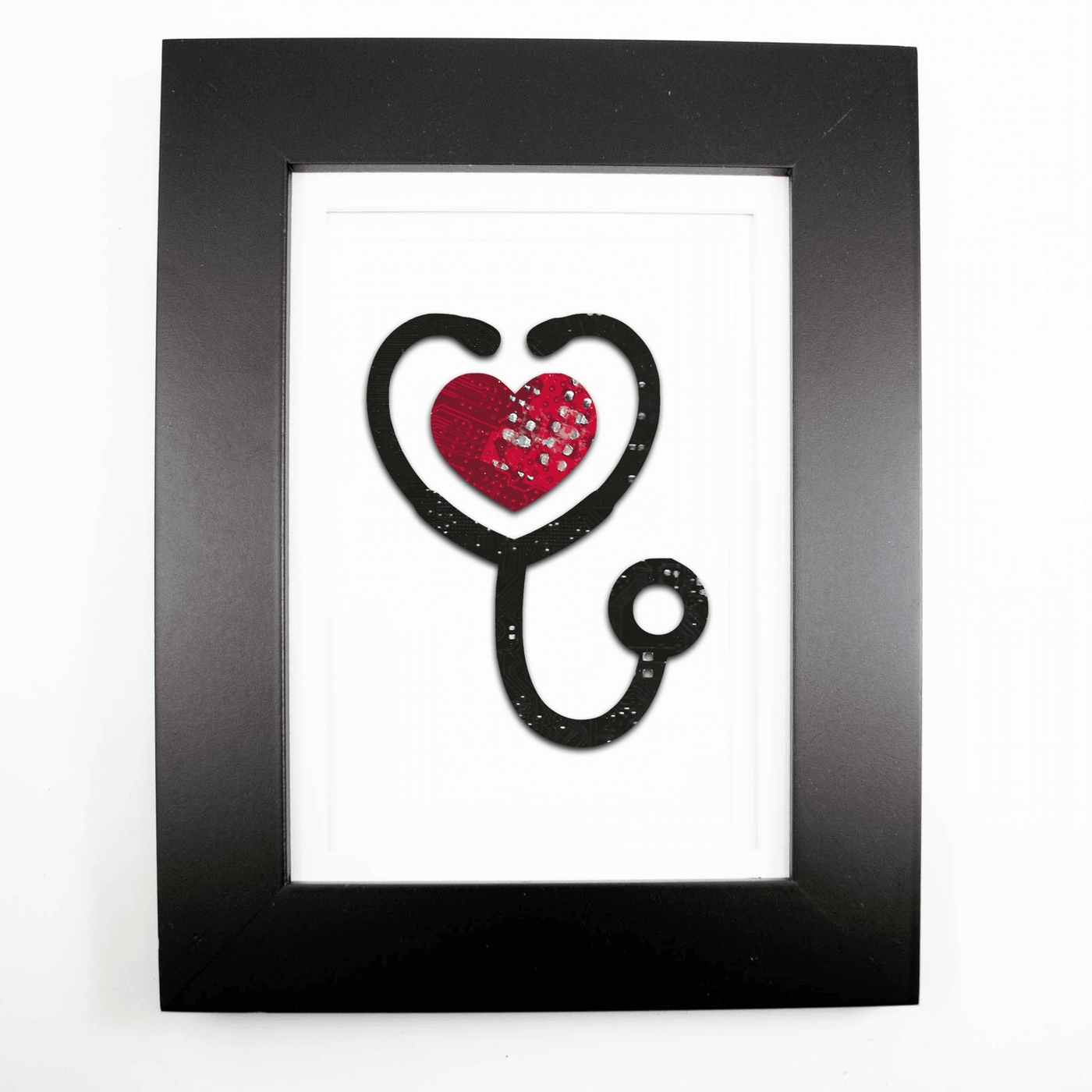 Rounded Stethoscope Circuit Board Art - 5x7