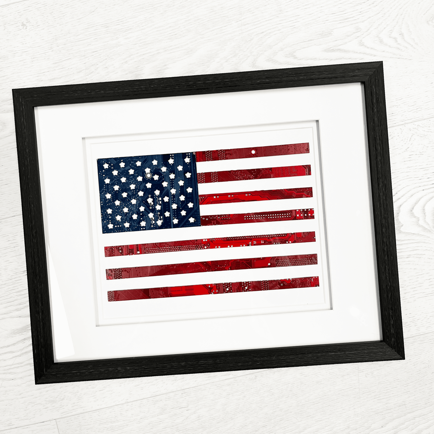 USA Flag Circuit Board Art - 11x14