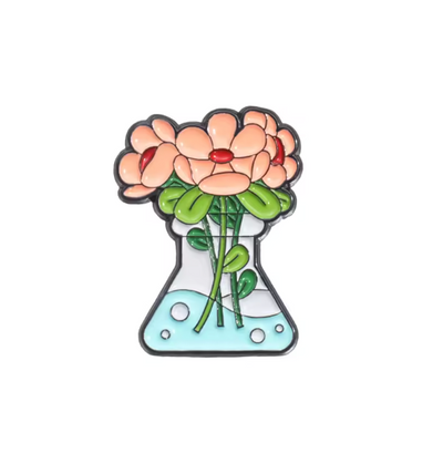 Zinnia in an Erlenmeyer Flask Enamel Pin