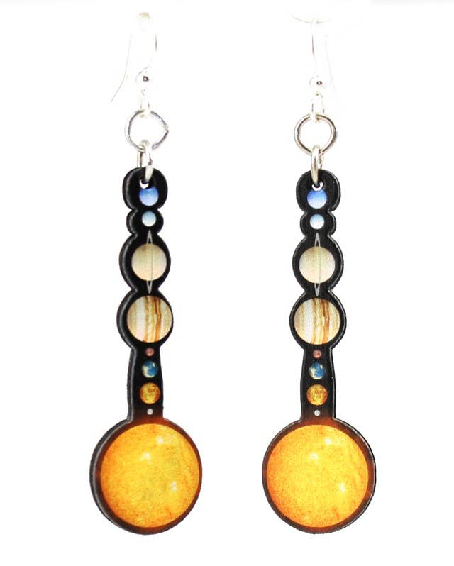 Solar System Wood Earrings