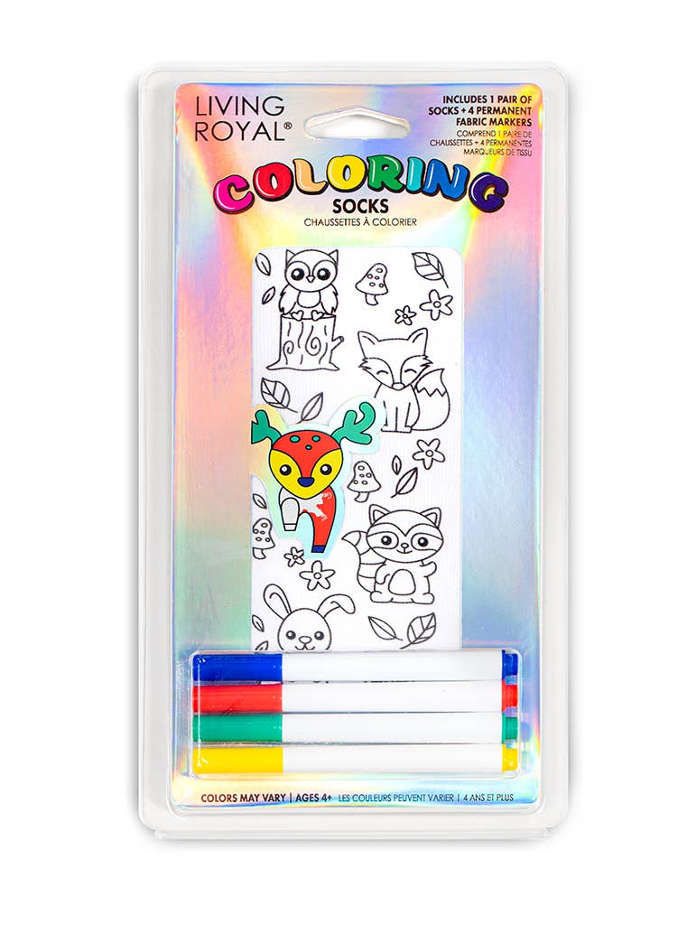 Woodland Animal DIY Coloring Socks