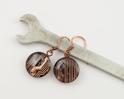 copper circuit board dangle earrings