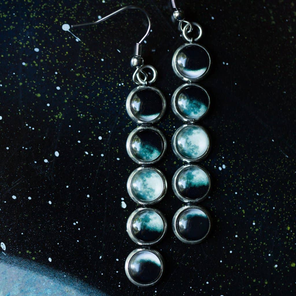 Moon Phase Vertical Earrings