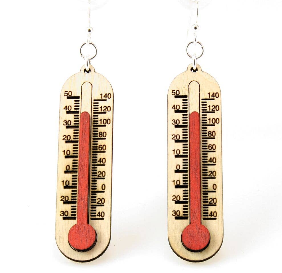 Thermometer Wood Earrings