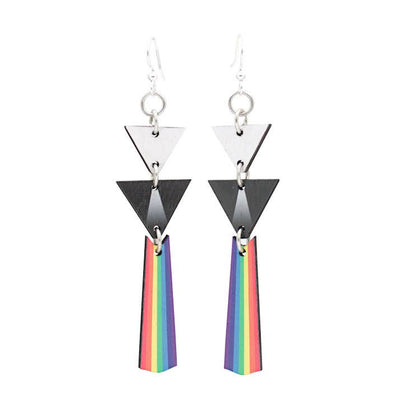 Rainbow Prism Wood Earrings