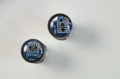 Circuit Board Plug Earrings - Steel Double Flare Tunnels