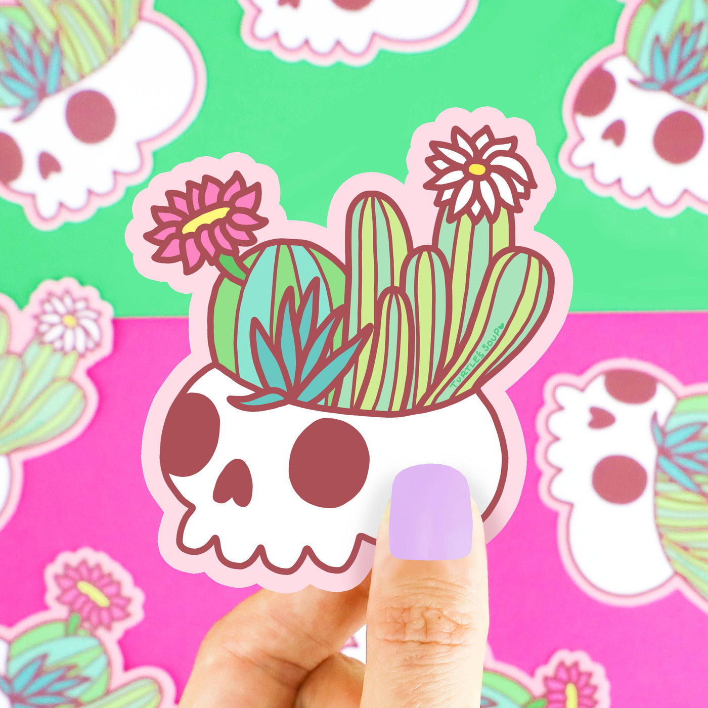 Flowering Cactus Skull - Vinyl Sticker