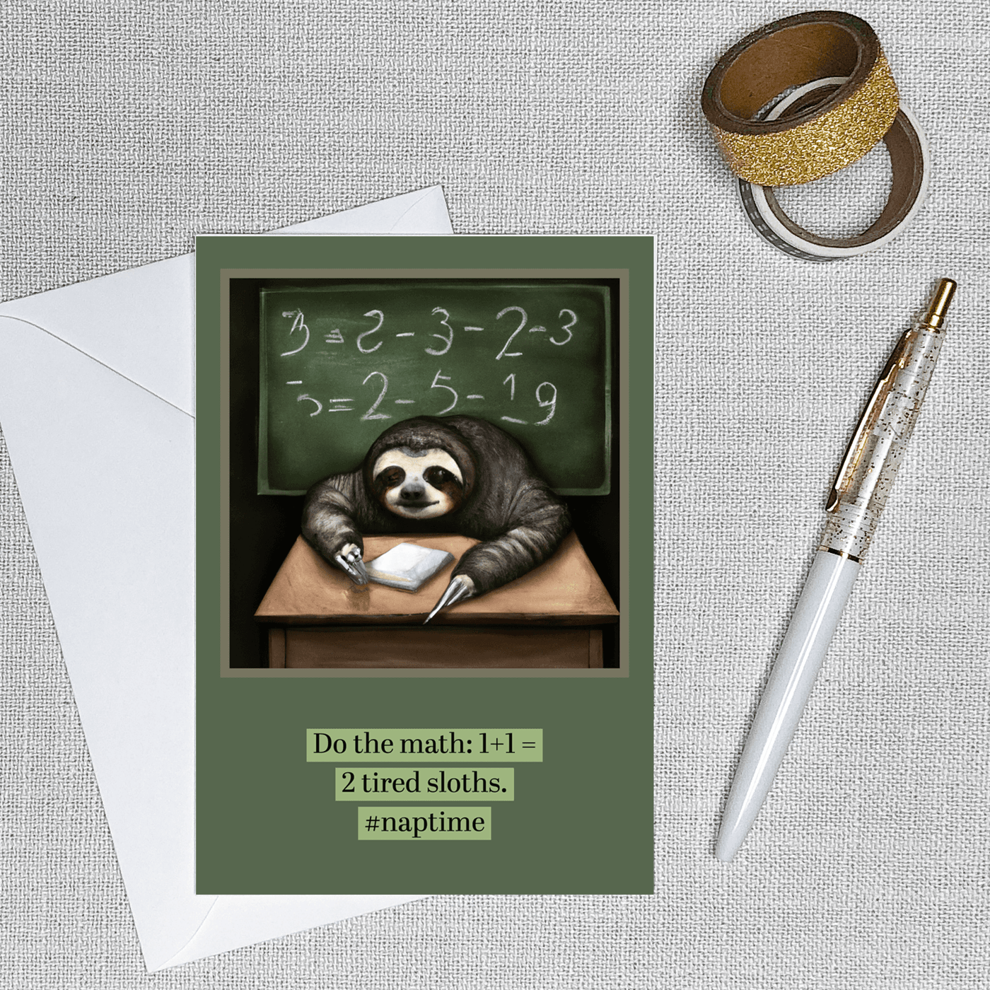 AI Series: Sloth Math - Greeting Card