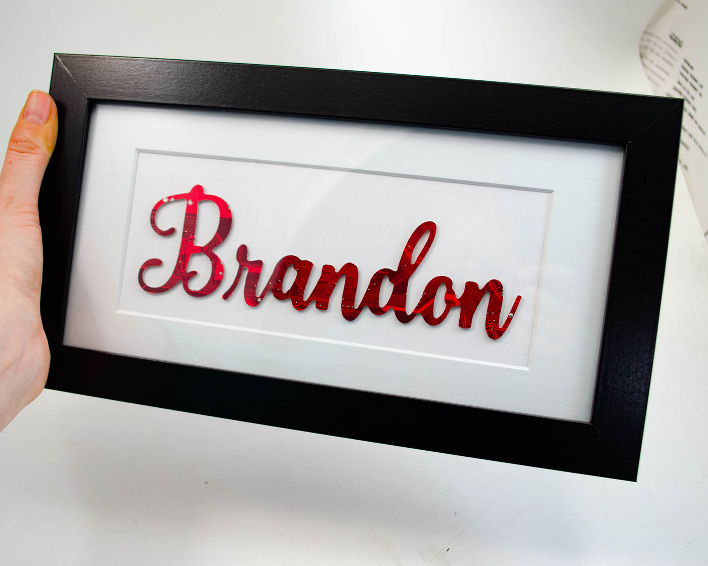Hand Lettered Custom Circuit Board Framed Art