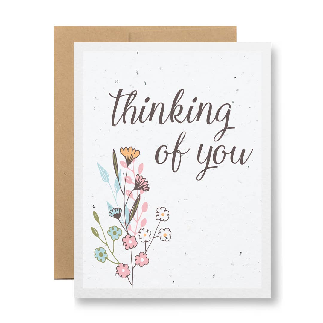 Thinking of You {flower sketch} - Plantable Greeting Card