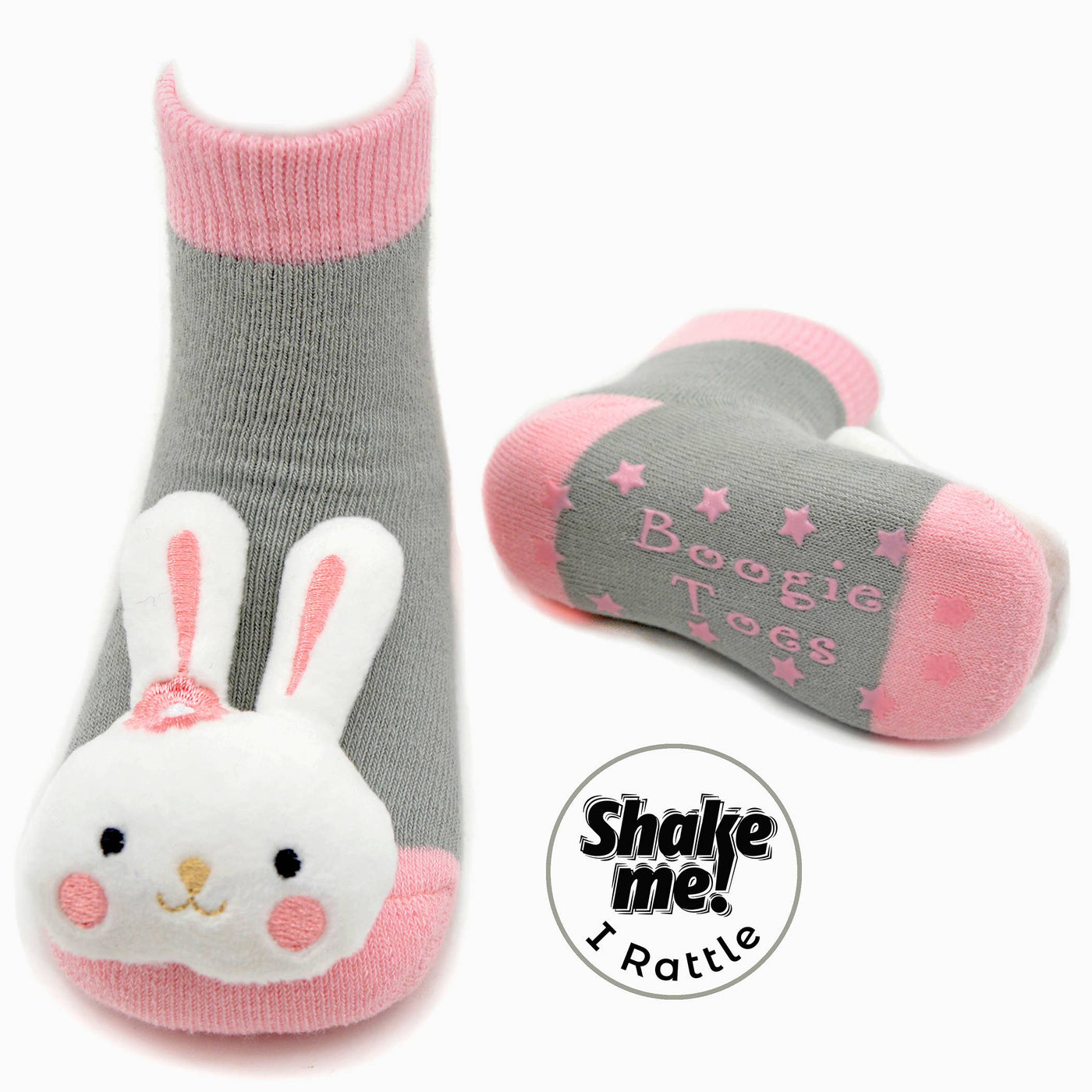 Pink Bunny Rattle Socks: 0 - 1 Y