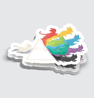 Cat Rainbow Prism Vinyl Sticker