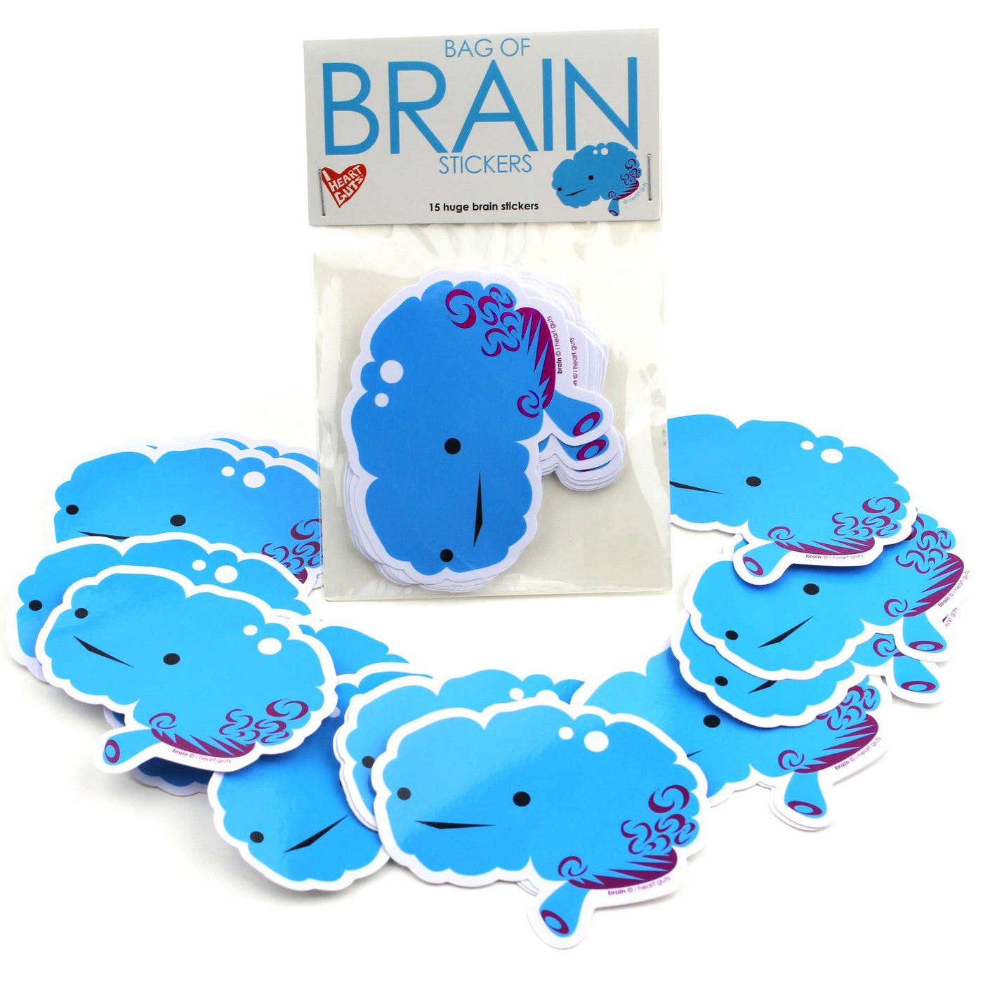 Bag of Brain Stickers - 15 Brain Stickers