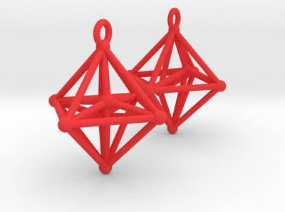 Red Hyperoctohedron Earrings