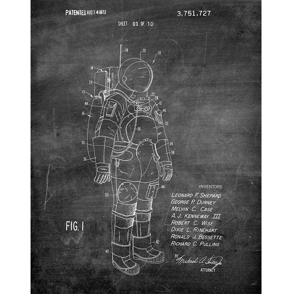 Space Suit 1973 Patent - Art Print