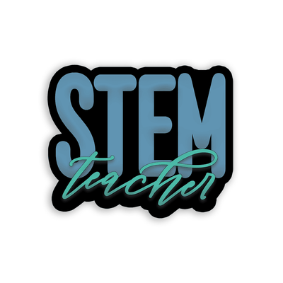 Image of a vinyl sticker that is 3 inch on its longest side with a teacher theme