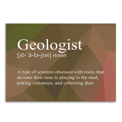 Image of a vinyl sticker that is 3 inch on its longest side with text snarkily defining a geologist